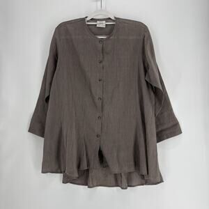 Spirithouse Shirt Womens Large Silk Blend Boxy Lightweight Silk Lagenlook